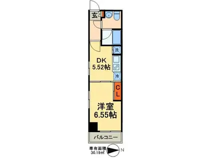 レジディア入谷(1DK/7階)の間取り写真