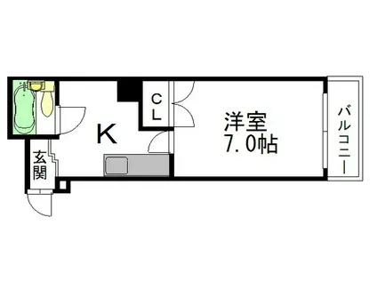 ブルーコート段原(1K/4階)の間取り写真