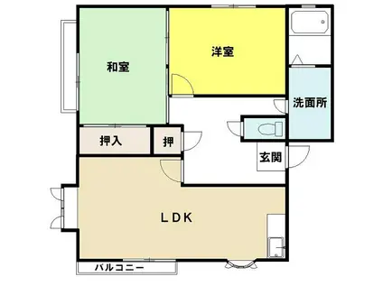 プリムローズワカミヤ(2LDK/2階)の間取り写真