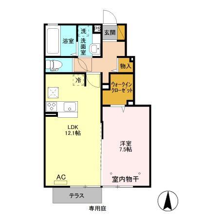 アピオンA(1LDK/1階)の間取り写真