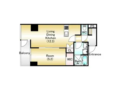 フォルトナート扇町(1LDK/13階)の間取り写真