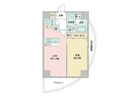 さくらHILLSリバーサイドイースト(1LDK/5階)の間取り写真