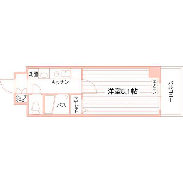 ルラシオン阿由知通(1K/4階)の間取り写真
