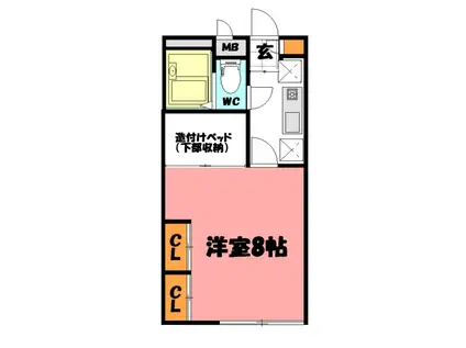 天神III(1K/2階)の間取り写真