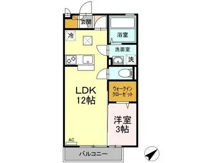 ポートボヌール(1LDK/1階)の間取り写真