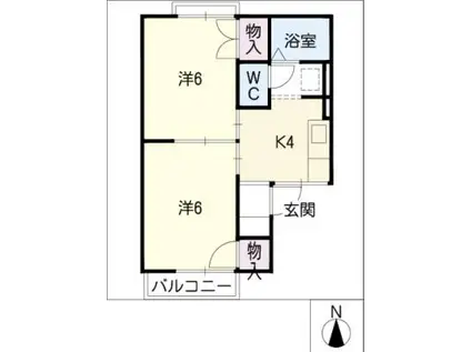ファミール原(2K/1階)の間取り写真