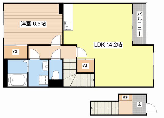 グレースほしかB棟(1LDK/2階)の間取り写真