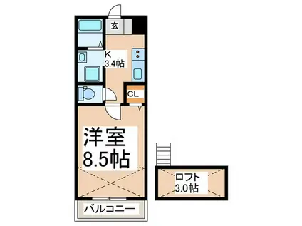 サングレイスなかやま(1K/2階)の間取り写真