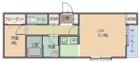 フローリッシュKAMIFURU(1LDK/2階)の間取り写真