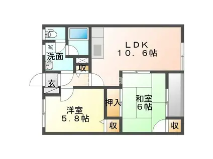 コモ・ド・ありえ(2LDK/2階)の間取り写真