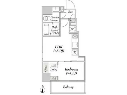 ミリア・レジデンス両国II(1LDK/2階)の間取り写真