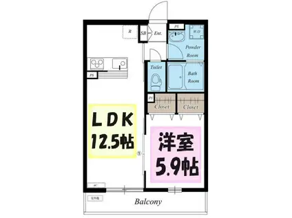 フィレンツェ(1LDK/3階)の間取り写真