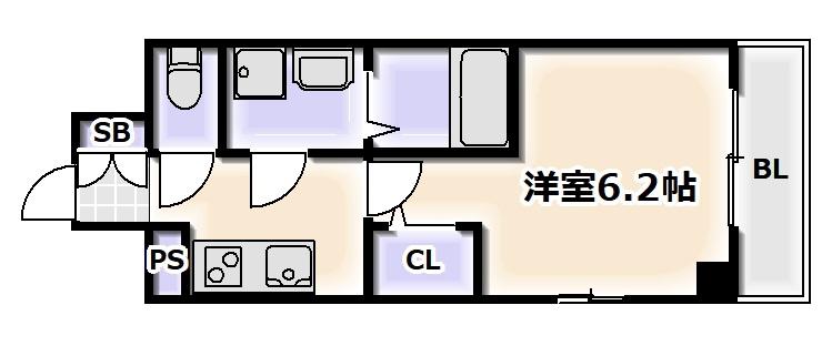 エスリード大阪リブレ(1K/2階)の間取り写真