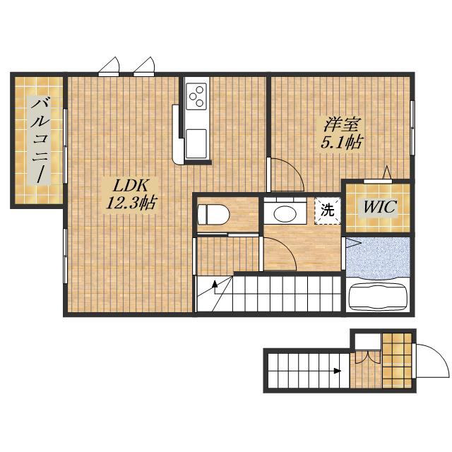 レトナー昭島(1LDK/2階)の間取り写真