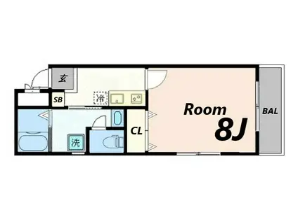 ROCK(1K/6階)の間取り写真