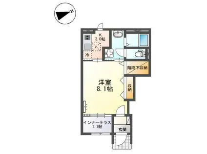 スターテラスII上福原(1K/1階)の間取り写真