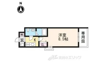 ルーチェ桃山(1K/1階)の間取り写真