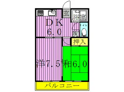 ランドフォレスト柏の葉II(2DK/2階)の間取り写真