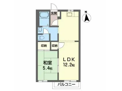 フレグラント・ツインズA(1LDK/2階)の間取り写真