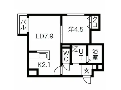 スリーナインXY(1LDK/4階)の間取り写真