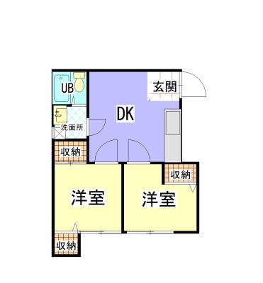 マルサンハイツII(2DK/1階)の間取り写真