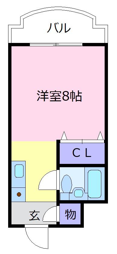 セインツ1号館(1K/2階)の間取り写真