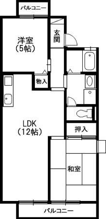 西脇パークハイツI(2LDK/2階)の間取り写真