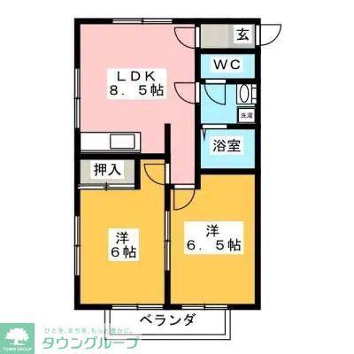 クリオコート西府IIC棟(2LDK/1階)の間取り写真