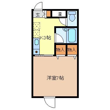 アメニティ18(1K/3階)の間取り写真