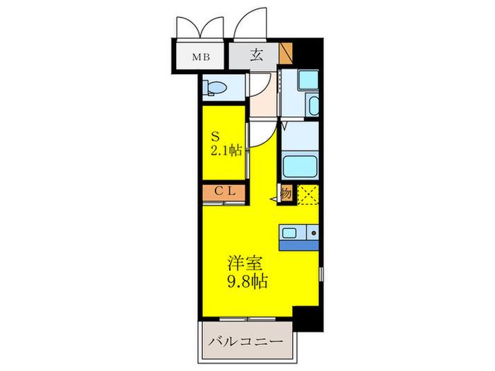 ONLY ONE 江坂(ワンルーム/6階)の間取り写真