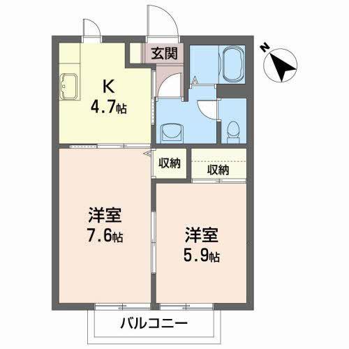 アイア石堂(2K/2階)の間取り写真