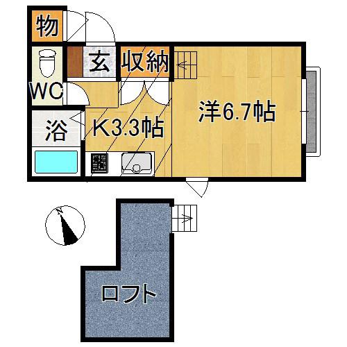 アップル石栄3(1K/2階)の間取り写真