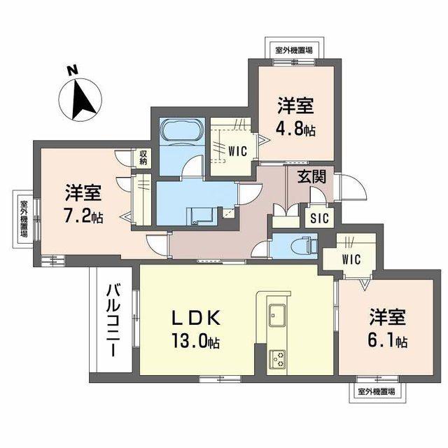 シャーメゾン伽羅橋(3LDK/3階)の間取り写真