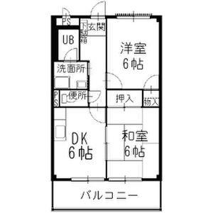 サニーレジデンスCOCO(2DK/2階)の間取り写真