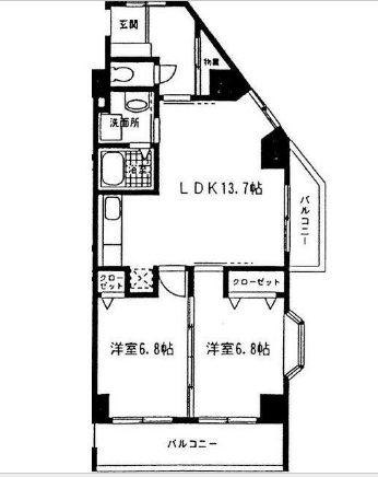 アバンサール湘南(2LDK/2階)の間取り写真