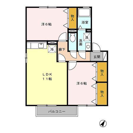 ウール クロッシェ A/B/C(2LDK/1階)の間取り写真
