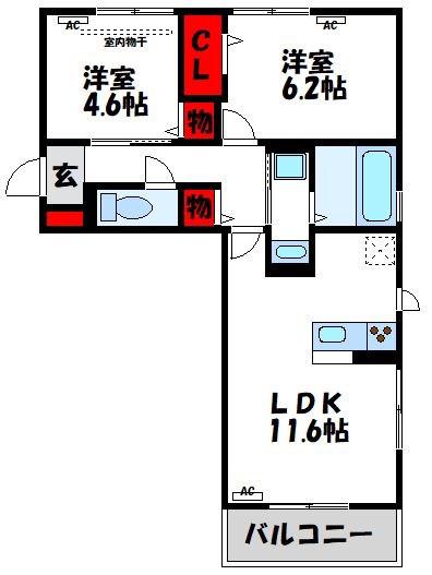 トレッフル(2LDK/2階)の間取り写真