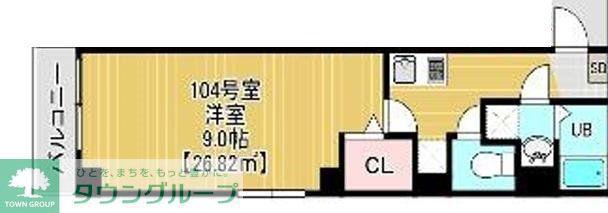 BELLEAUBE大久保(1K/1階)の間取り写真