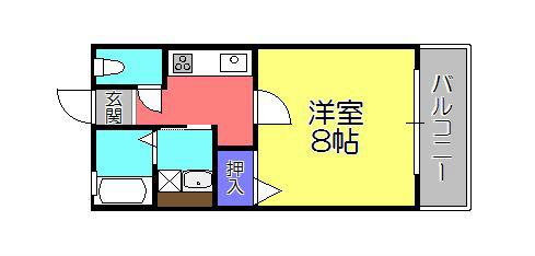 パティオス(1K/2階)の間取り写真