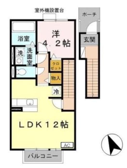 アゼリア宮上 A棟(1LDK/2階)の間取り写真