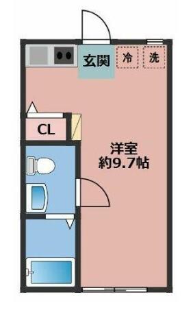 ハッピーヒルズ長後(ワンルーム/3階)の間取り写真
