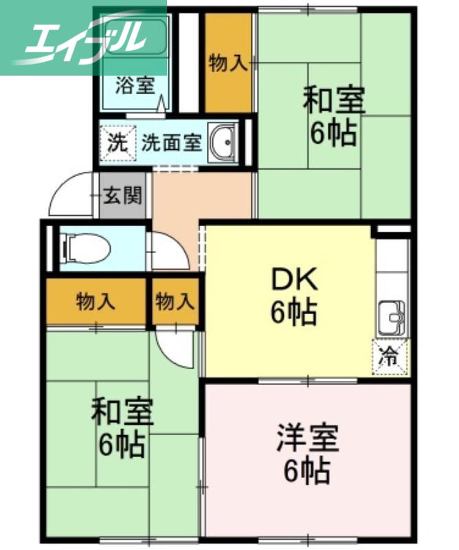 プレジール中島A棟(3DK/1階)の間取り写真