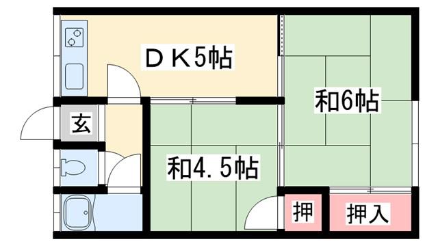 加佐・豊永荘(2DK/1階)の間取り写真