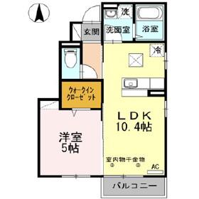 マジェスタA(1LDK/1階)の間取り写真