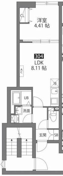 ルネコート大鳥居(1LDK/3階)の間取り写真