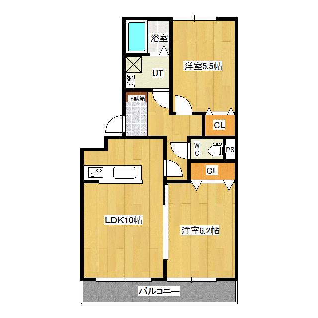 フェリスタ北4条(2LDK/3階)の間取り写真