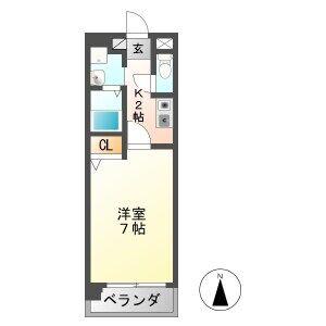 プレジデント21(1K/4階)の間取り写真