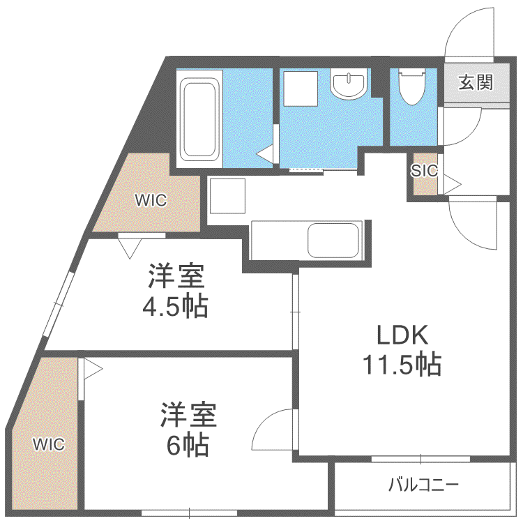 DORMIRE新札幌(2LDK/1階)の間取り写真