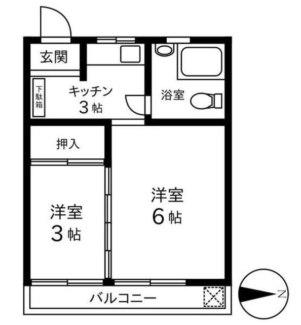 第二西砂川ハイツ(2K/1階)の間取り写真