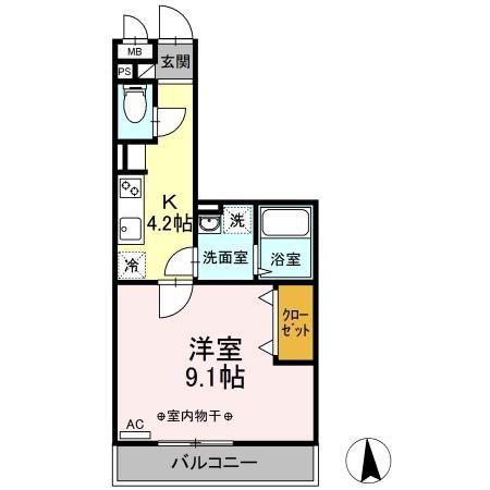 COSMO CITYII(1K/3階)の間取り写真